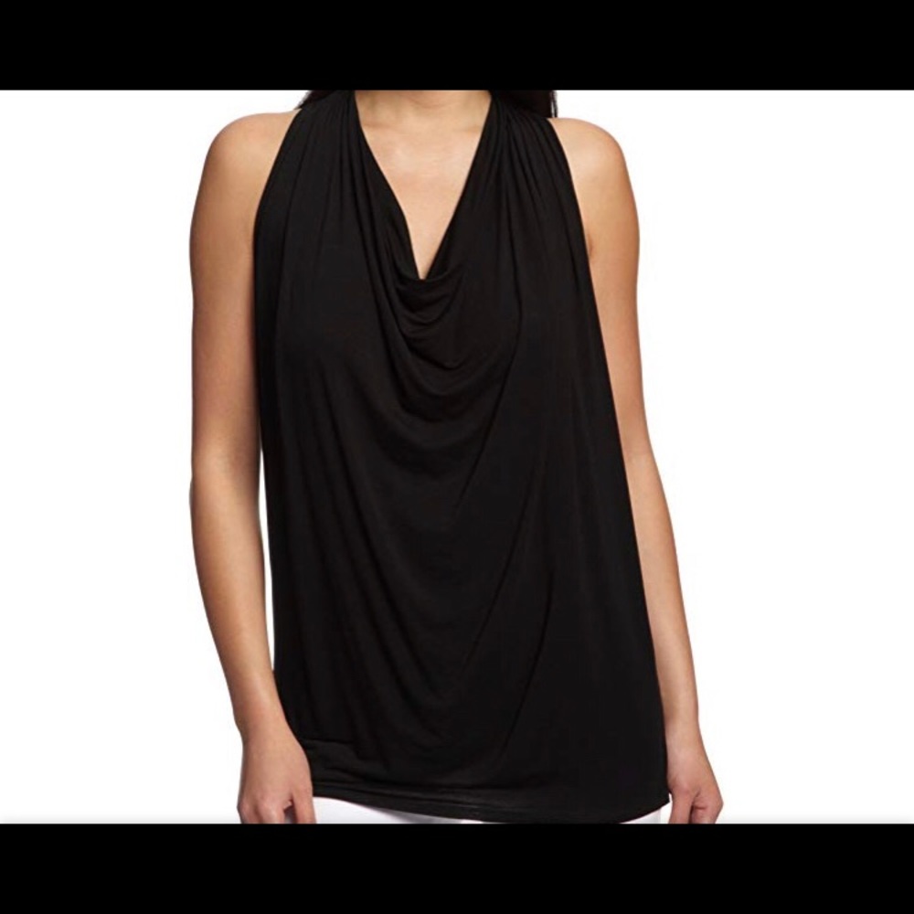 Michael Stars Slvless Draped Halter Jersey (Black)